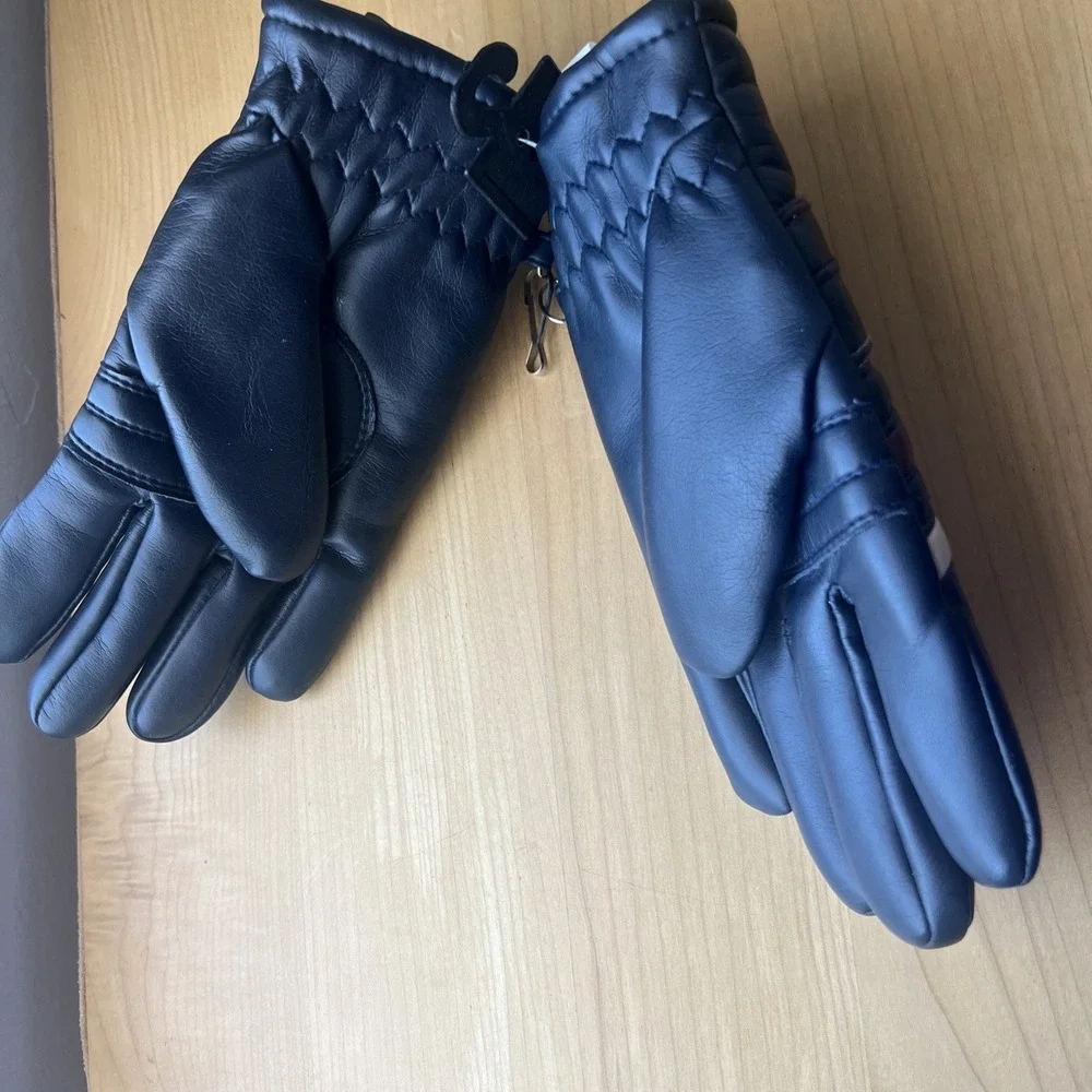 Vintage Wells Lamont Ski Styling Gloves L12TAA Teens Medium Black w stripes